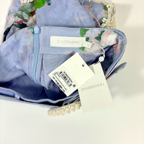 *SOLD* Zimmermann Everley Floral Belted Lace Trim Linen Shorts Light Blue NWT - Picture 5 of 17